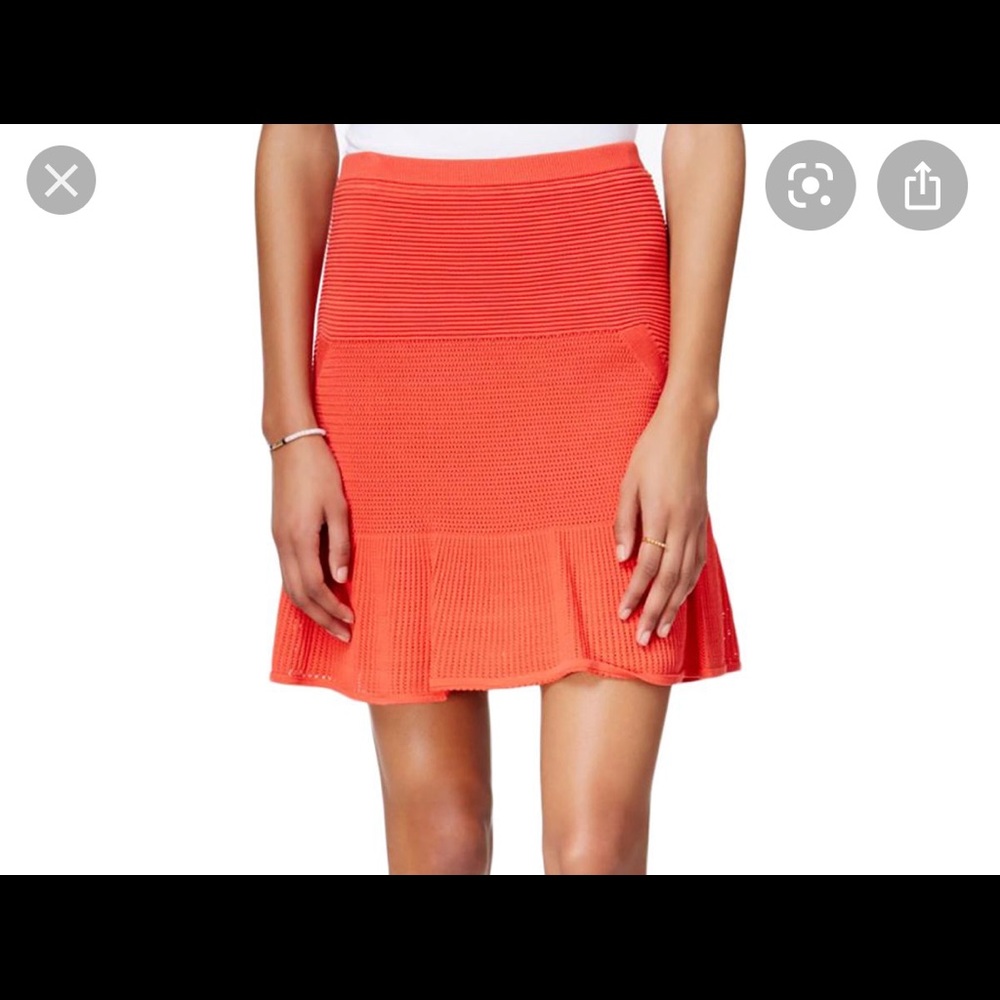 Rachel Roy Orange Knit Flounce Skirt